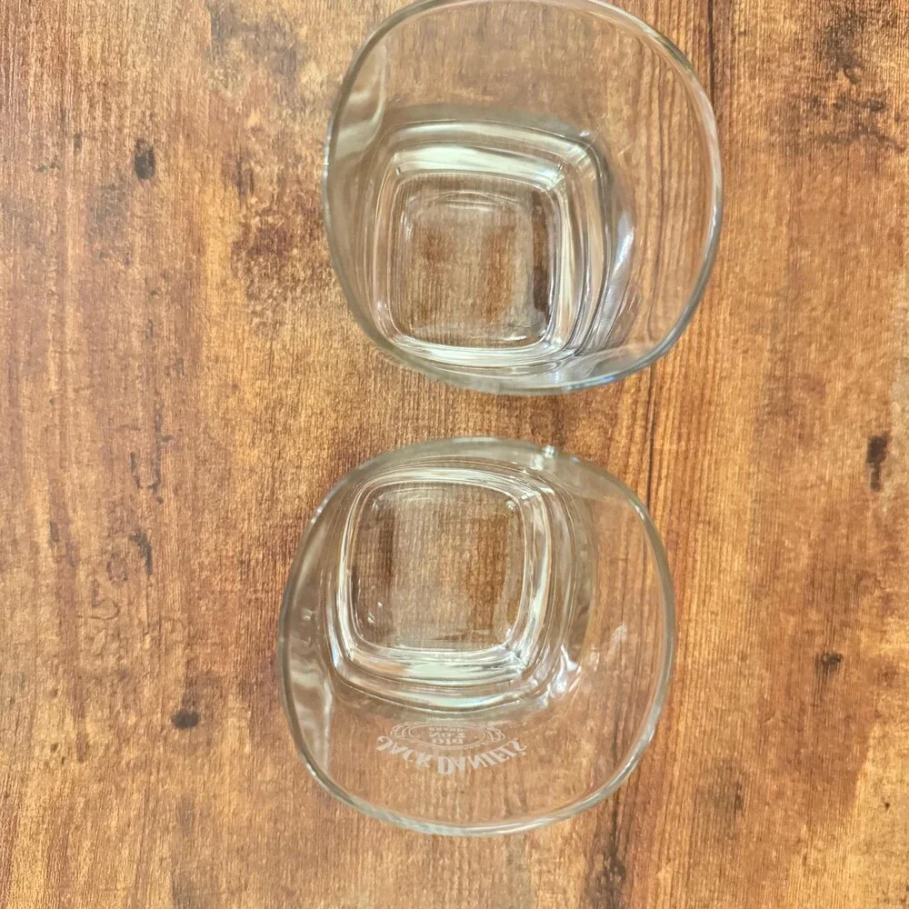 Jack Daniels Whiskey Tumbler Rock Cocktail Glasses Set of 2 Heavy Base
